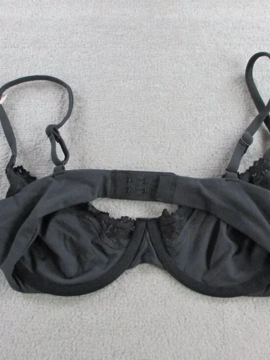 SKIMS Fits Everybody Lace Underwire Bra Womens 34C Onyx Black Scoop Sexy NEW - Picture 3 of 7